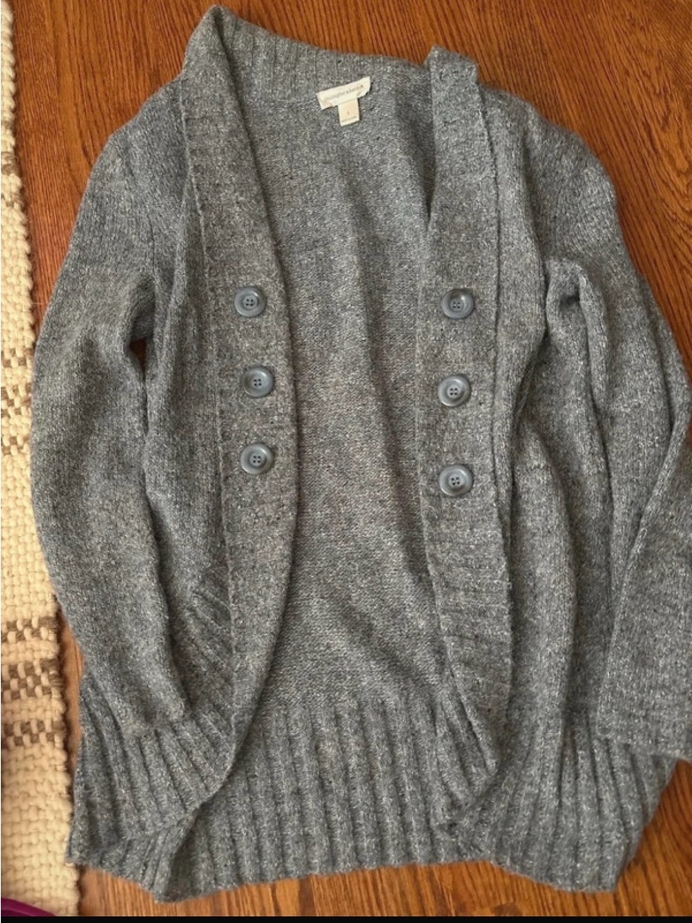 Christopher & Banks Gray Button-Front Shawl Cardigan